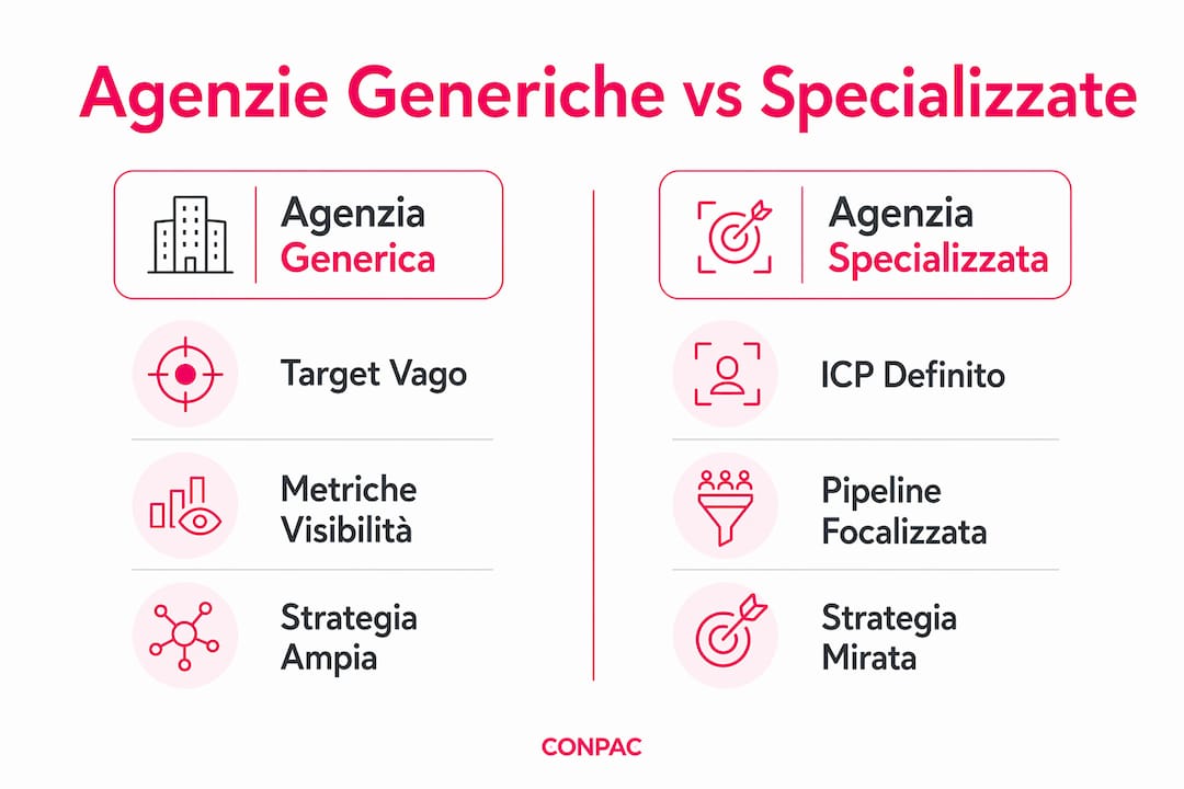 Infografica: confronto tra agenzie B2B generaliste e specializzate