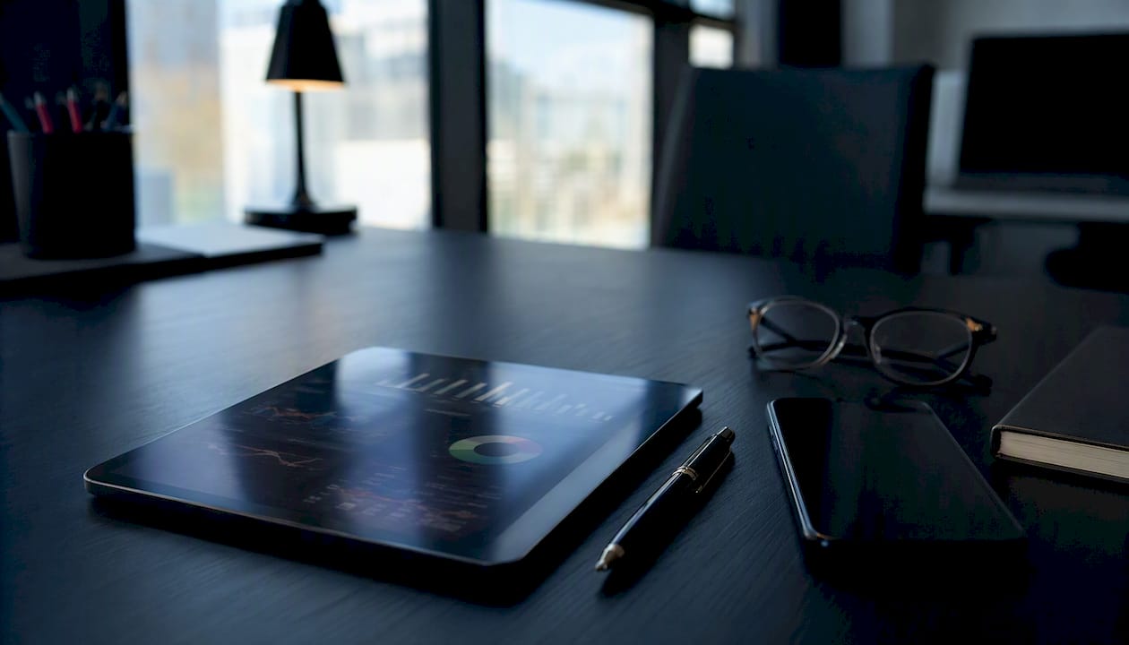 Tablet con dati e statistiche per l’analisi delle performance sui social