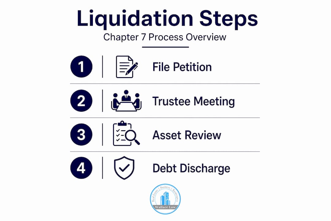 Infographic showing four steps of liquidation process
