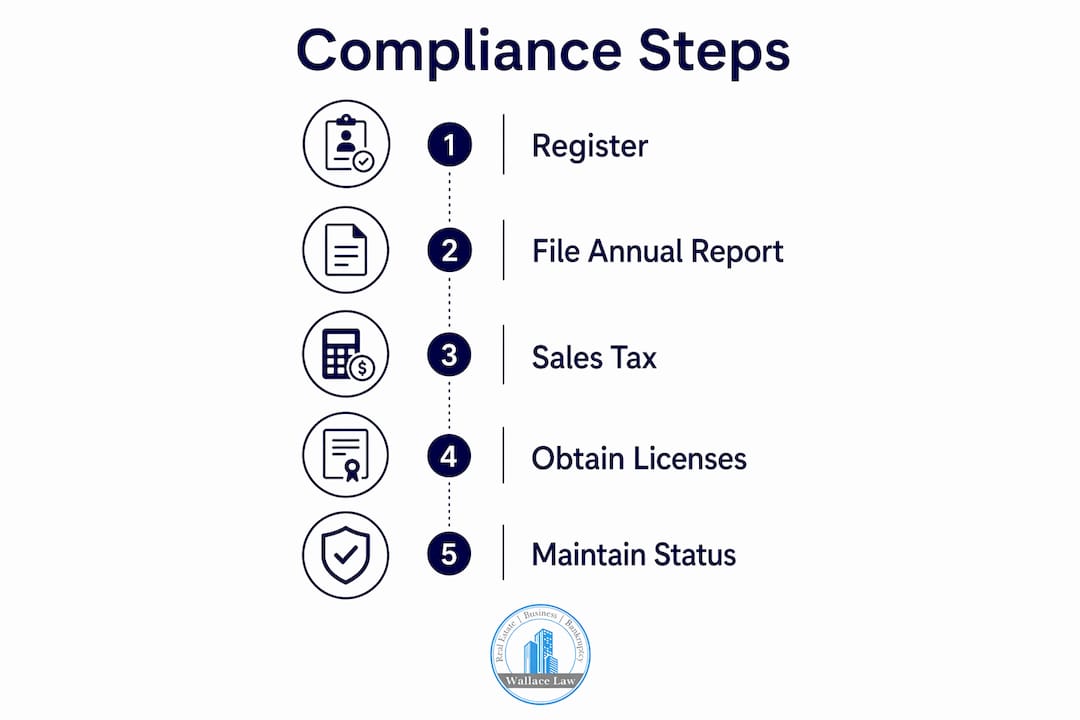 Infographic outlining Florida business compliance steps