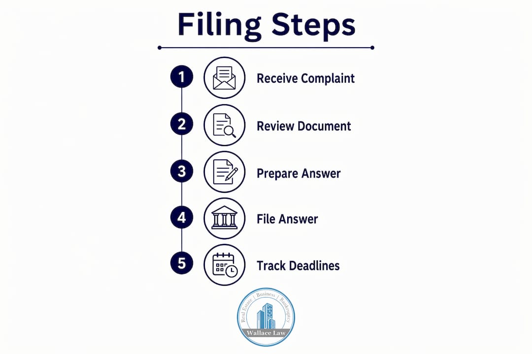 Infographic showing foreclosure response step-by-step process