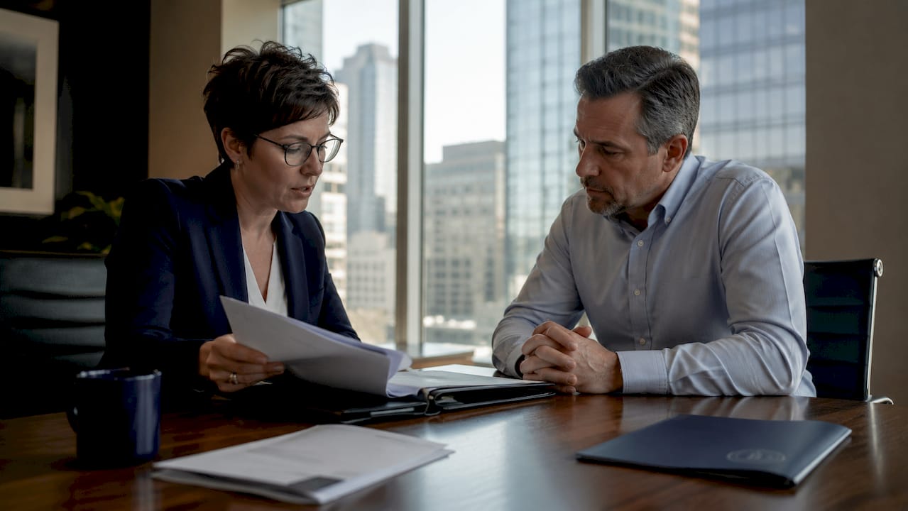 Attorney discussing bankruptcy law with client