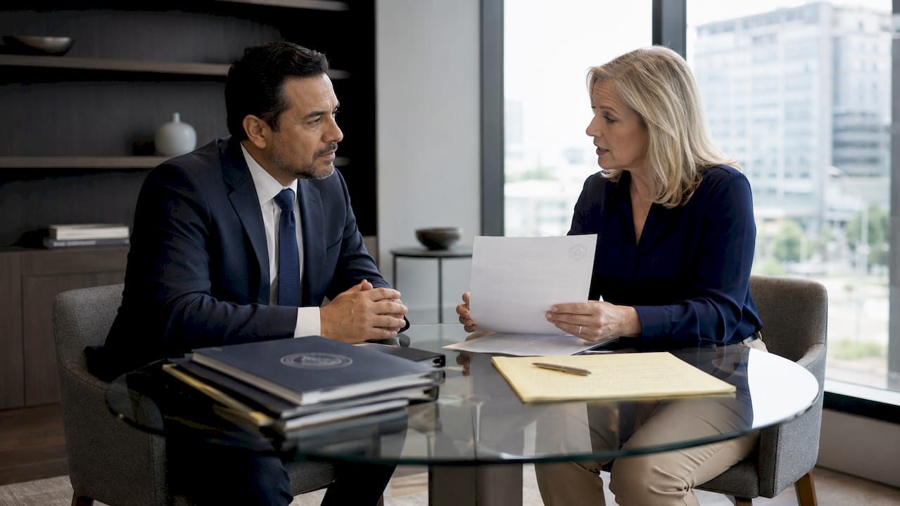 Bankruptcy trustee and client in attorney's office