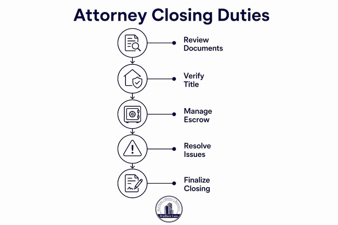 Infographic outlining real estate attorney duties at closing