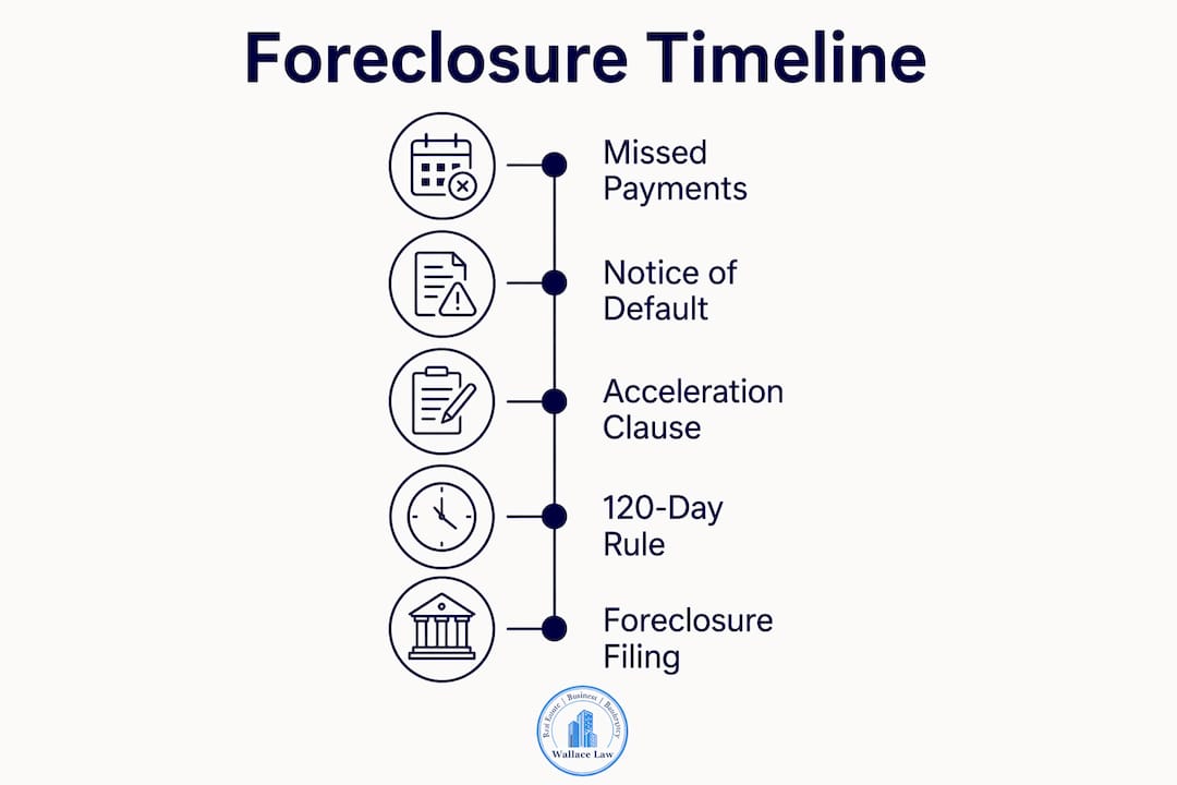 Infographic illustrating foreclosure process timeline