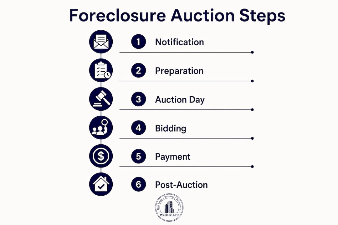 Infographic illustrating foreclosure auction steps