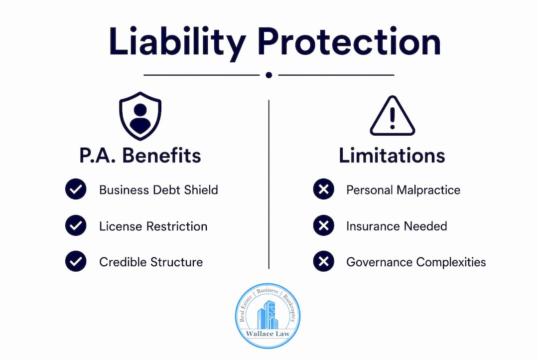 Infographic comparing professional corporation liability protections