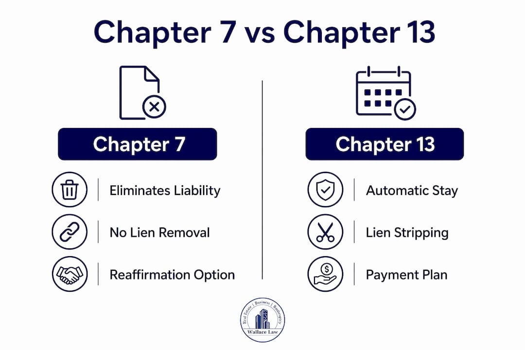 Infographic comparing Chapter 7 and Chapter 13 bankruptcy