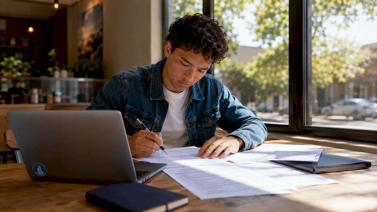 Man preparing loss mitigation application documents