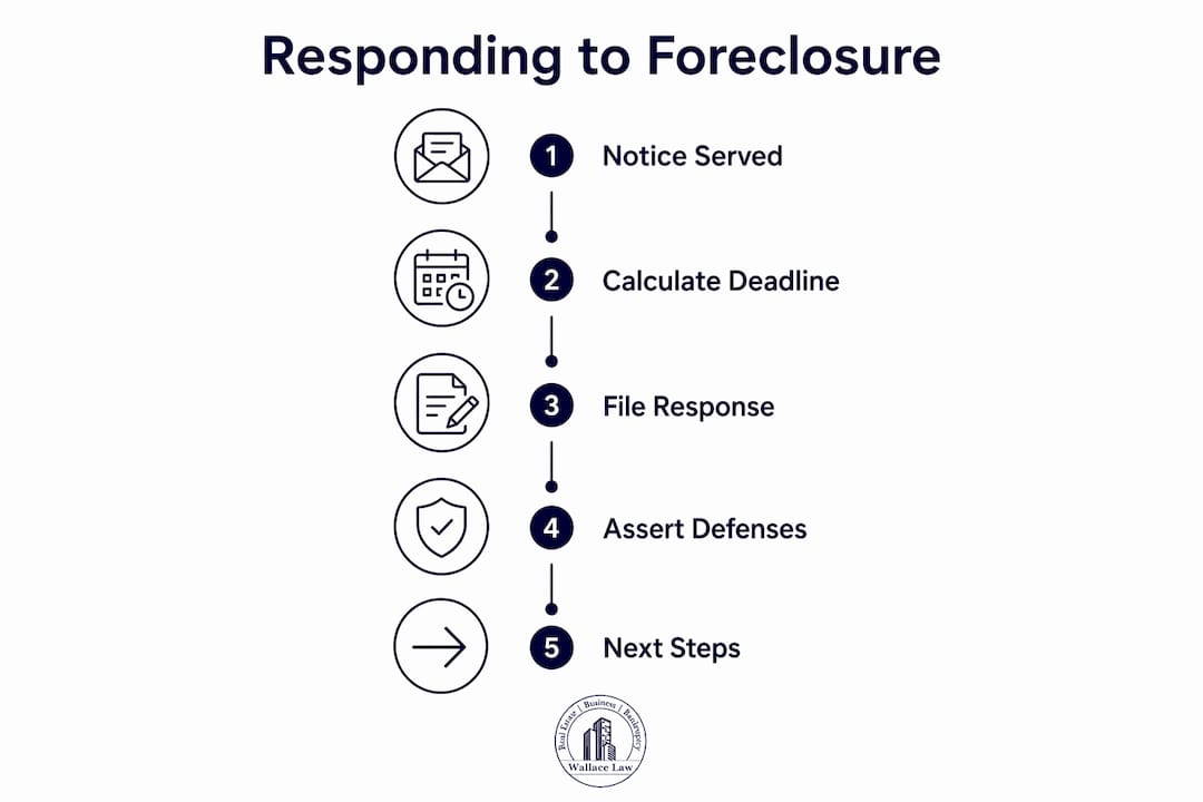 Infographic illustrating foreclosure response steps