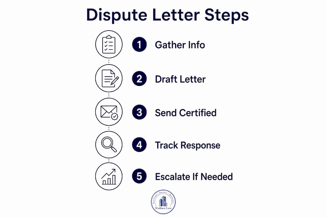 Infographic illustrating mortgage dispute letter steps