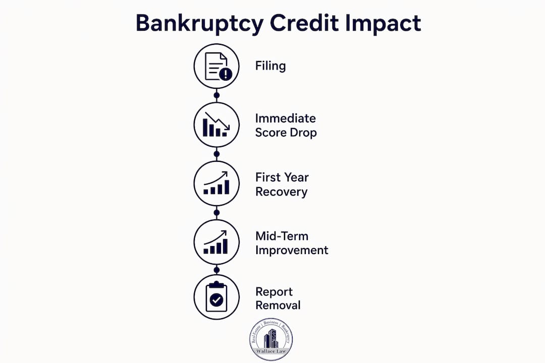 Infographic showing bankruptcy impact timeline