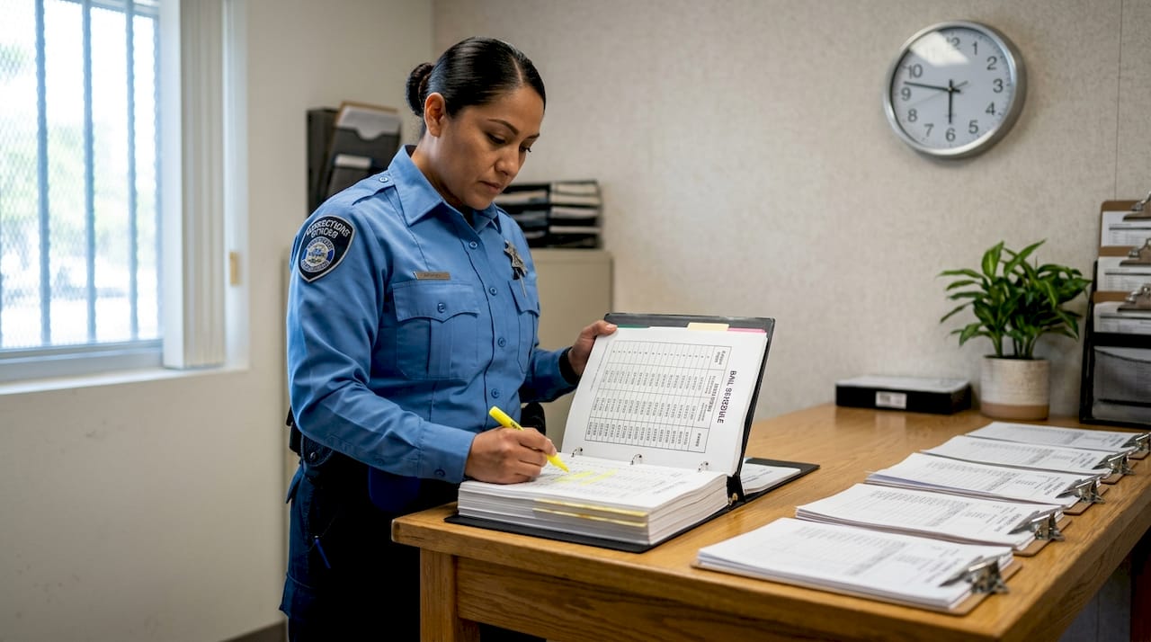 Officer consulting felony bail schedule binder