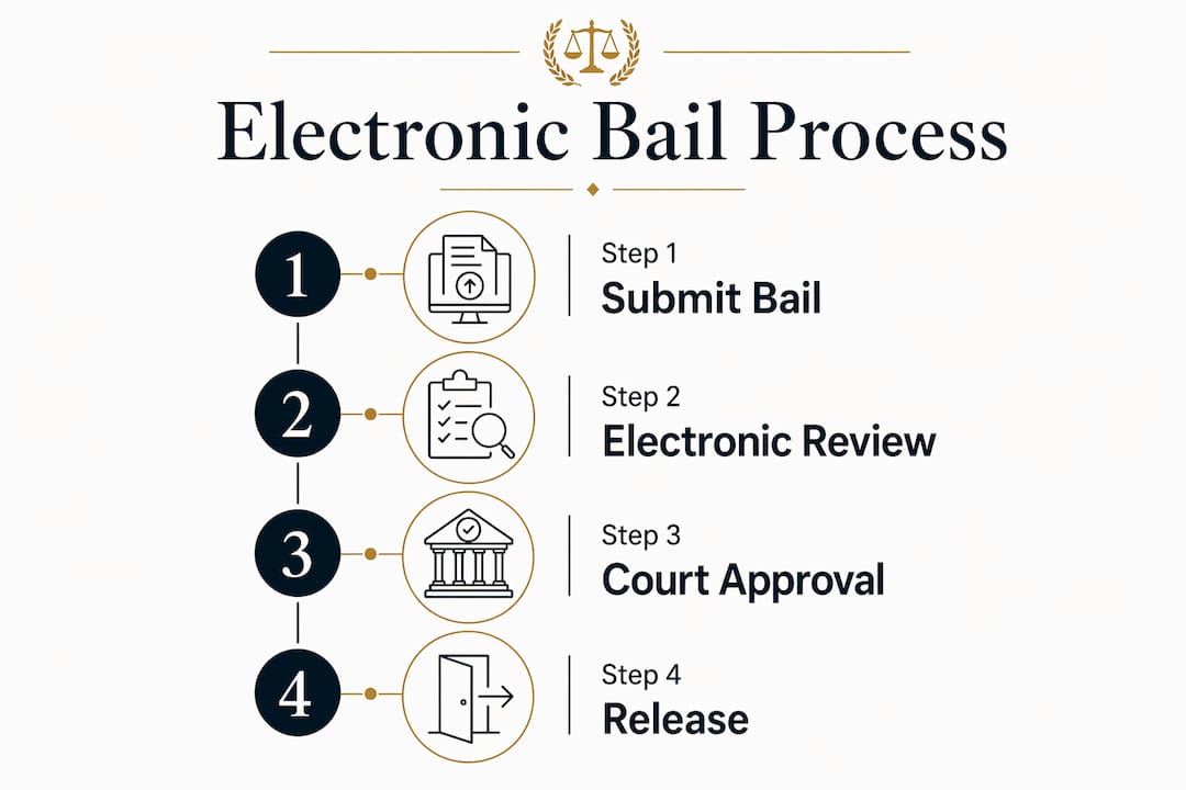 Infographic outlining electronic bail processing steps