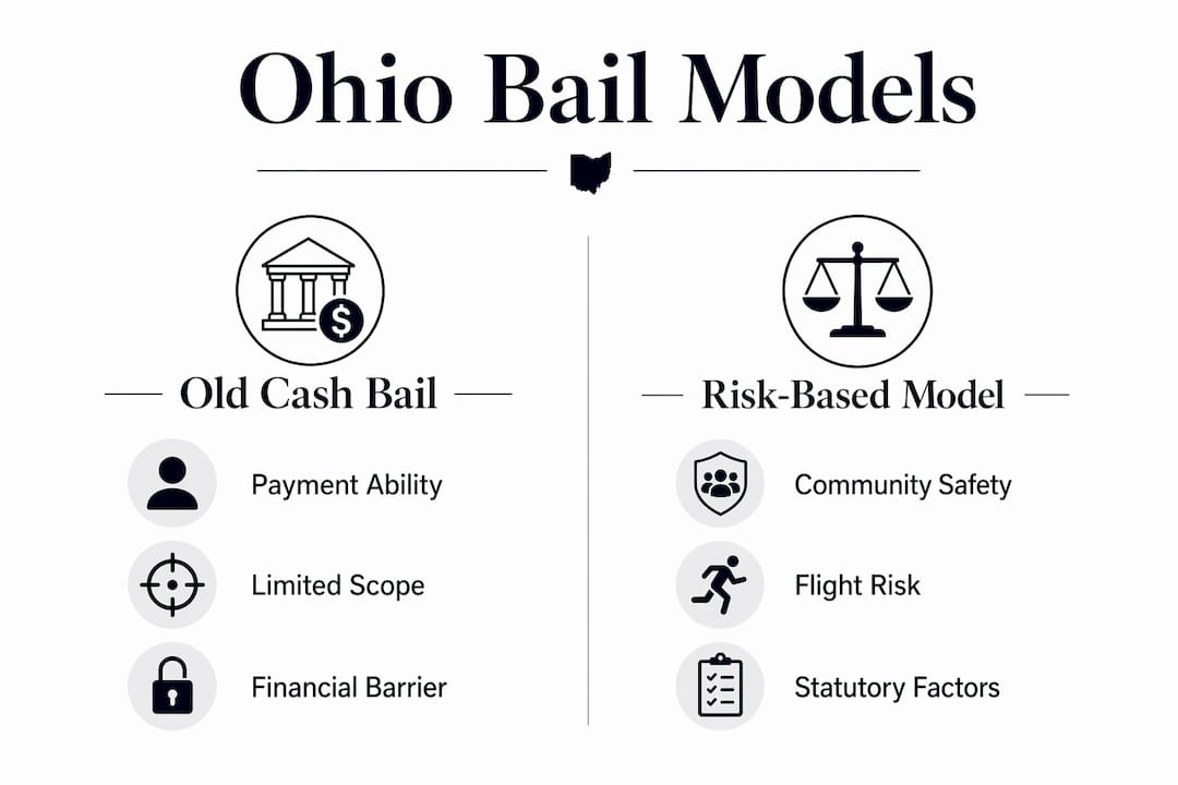 Infographic comparing Ohio bail models