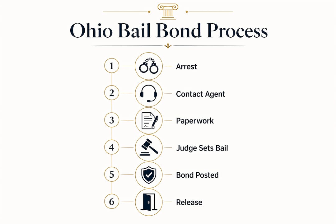 Infographic outlining Ohio bail bond process steps