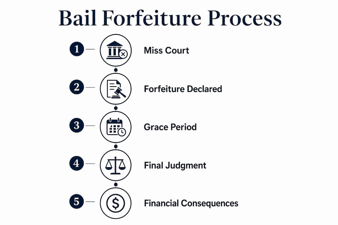 Bail Forfeiture Consequences in Ohio: What You Must Know 18 Infographic displaying bail forfeiture process steps in Ohio