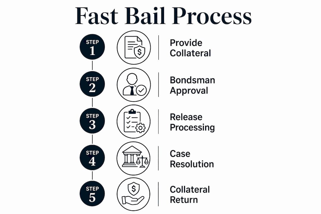 How Collateral Secures Fast Bail: A Family Guide 4 Infographic showing bail bond collateral posting steps
