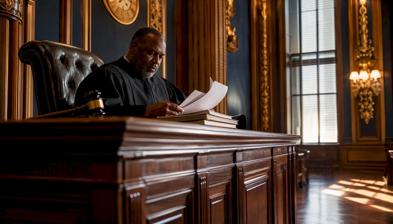 Judge setting bail amounts in felony case courtroom