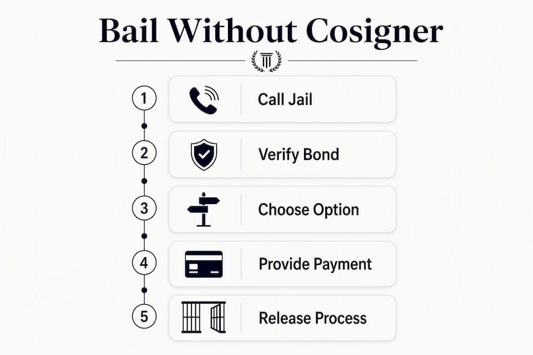 Infographic showing bail process steps without a cosigner