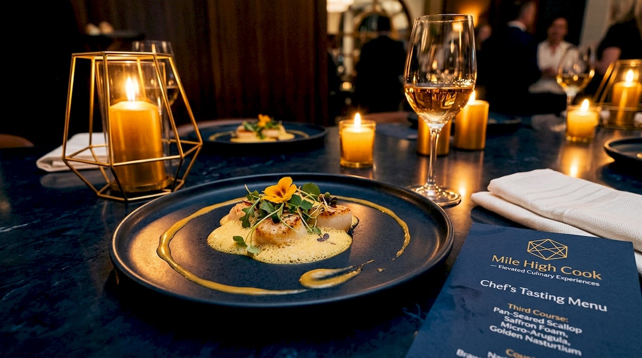 Artisanal tasting menu course plated beautifully