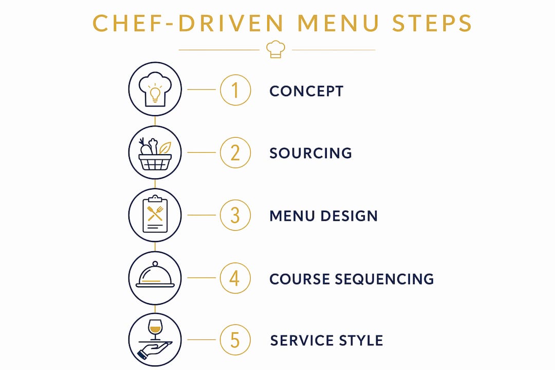 Infographic outlining steps in chef-driven event menu design