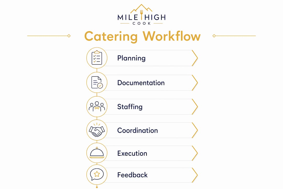 Infographic illustrating corporate catering workflow steps