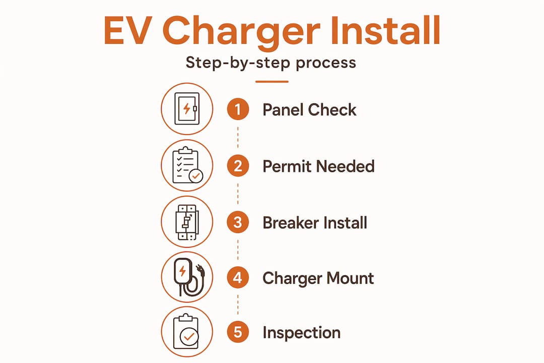 Infographic outlining EV charger installation steps