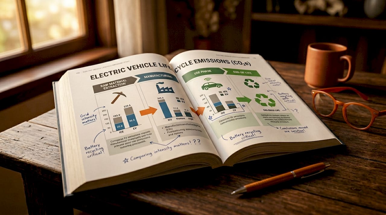 Chart showing EV lifecycle emission phases