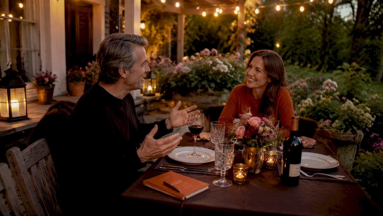 Couple dining in historic East Hampton inn