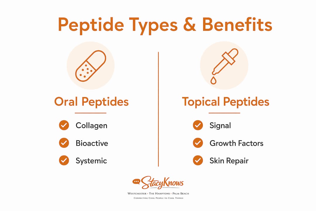 Infographic comparing oral and topical peptides