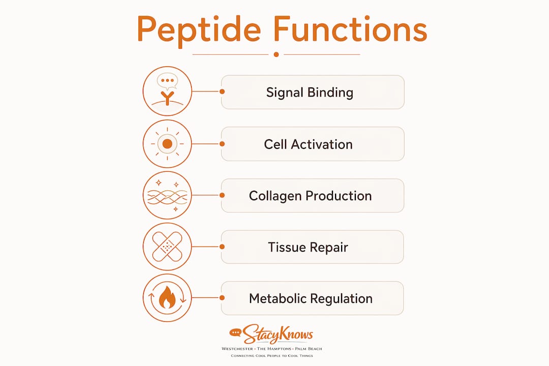 Infographic showing peptide functions in the body