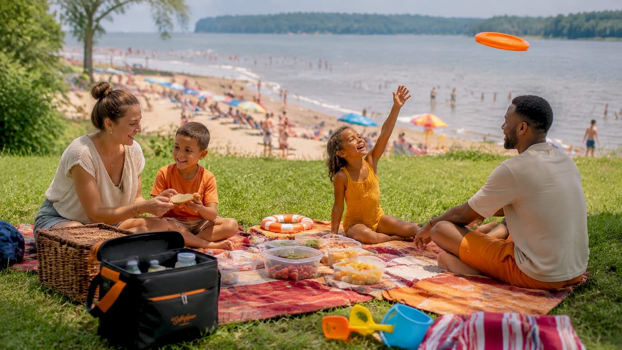 Family picnic at Playland Beach Westchester