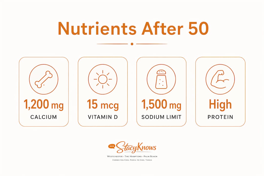 Infographic showing key nutrients for women over 50