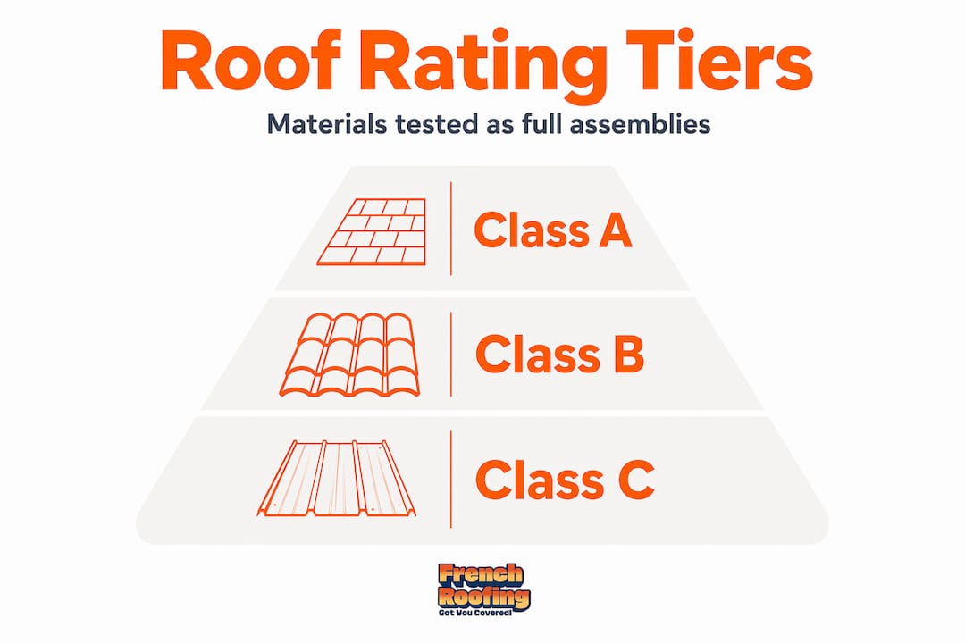 Pyramid infographic of roofing rating classes