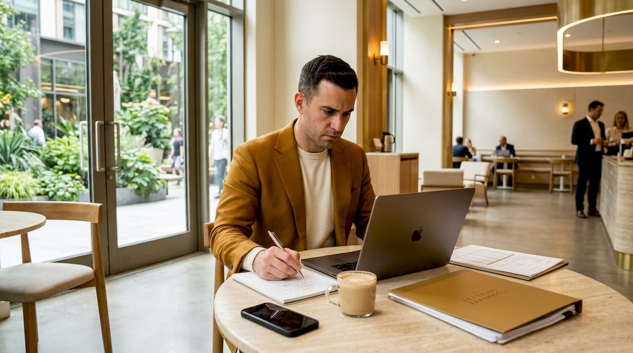 Founder at desk feeling stress while deciding
