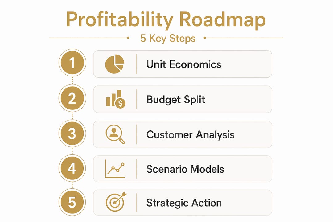 Infographic showing five steps of profitability roadmap