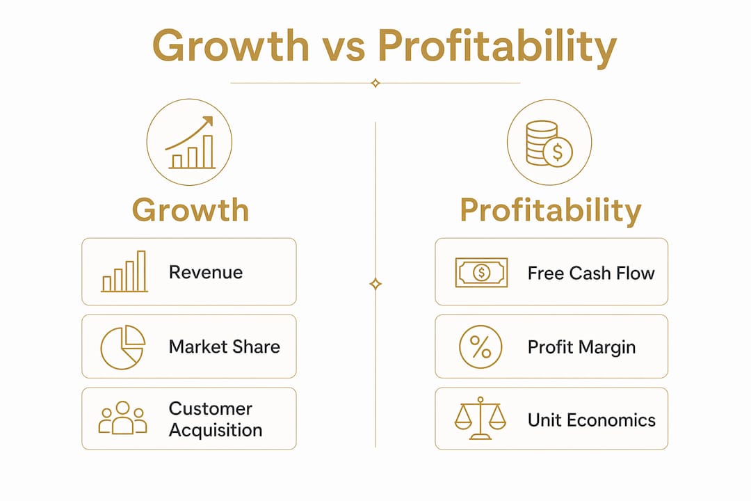 Infographic comparing growth and profitability metrics