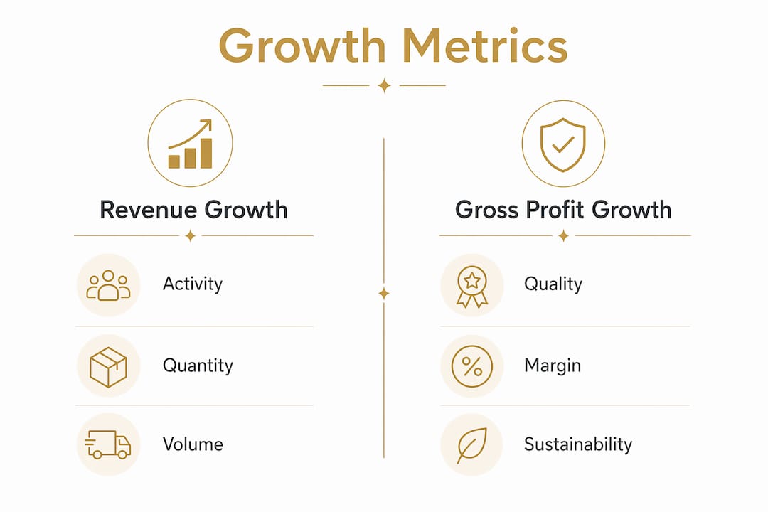 Infographic comparing revenue growth and gross profit growth