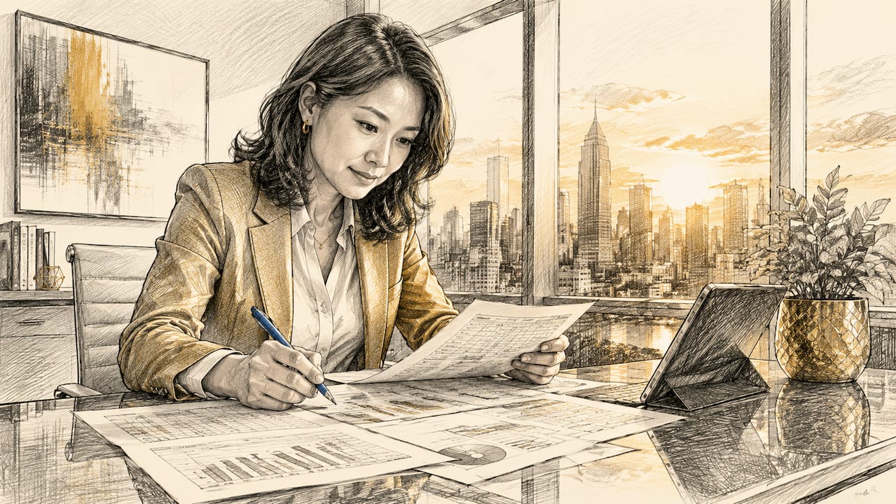 Woman reviewing financial spreadsheets