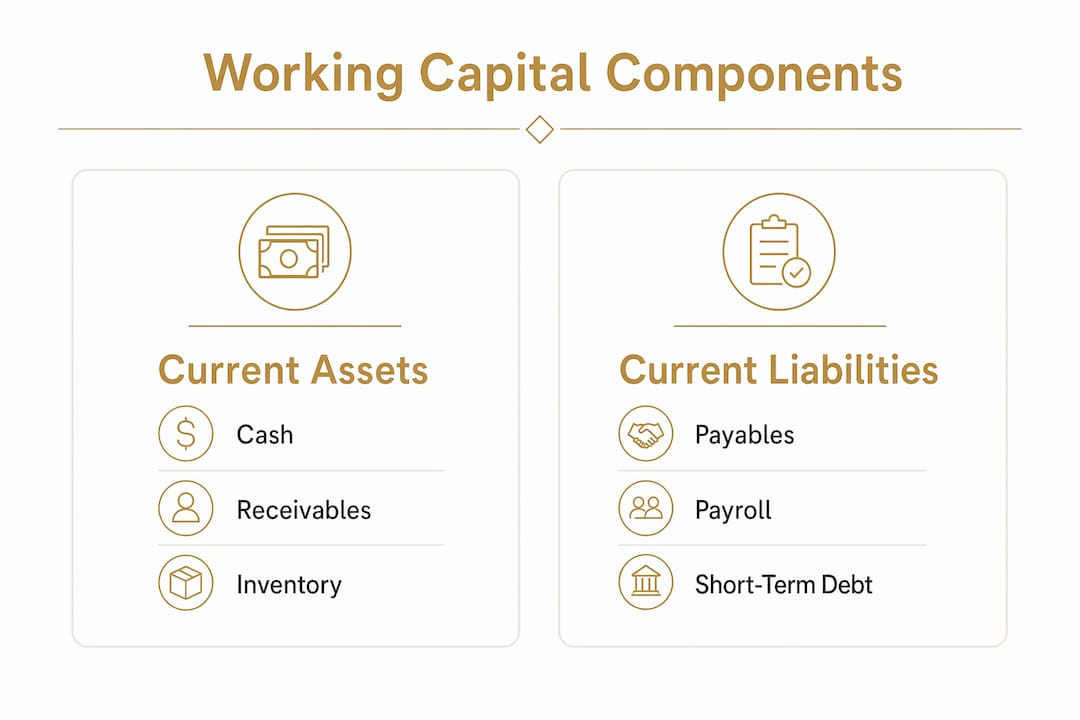 Infographic showing working capital components