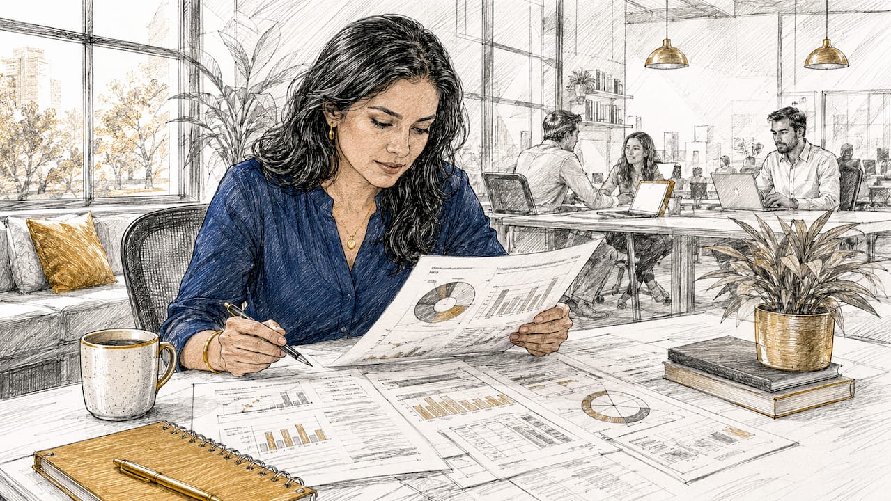 Analyst reviewing business constraint reports