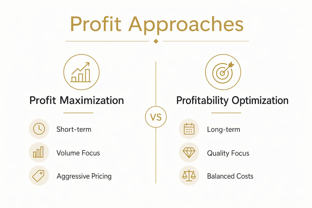 Infographic comparing profit maximization and profitability optimization