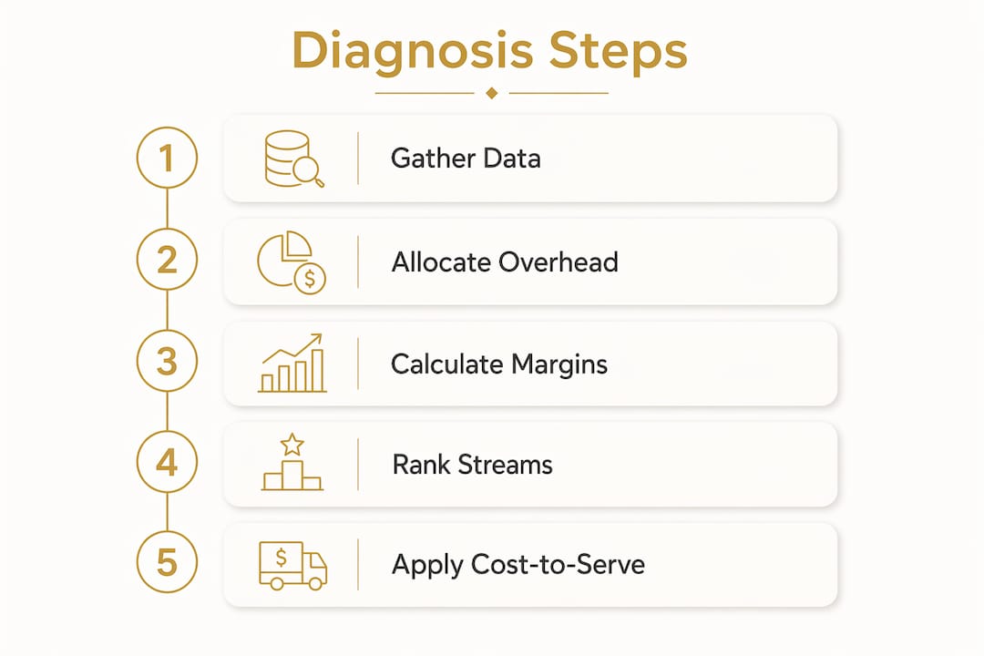 Infographic illustrating step-by-step diagnosis process