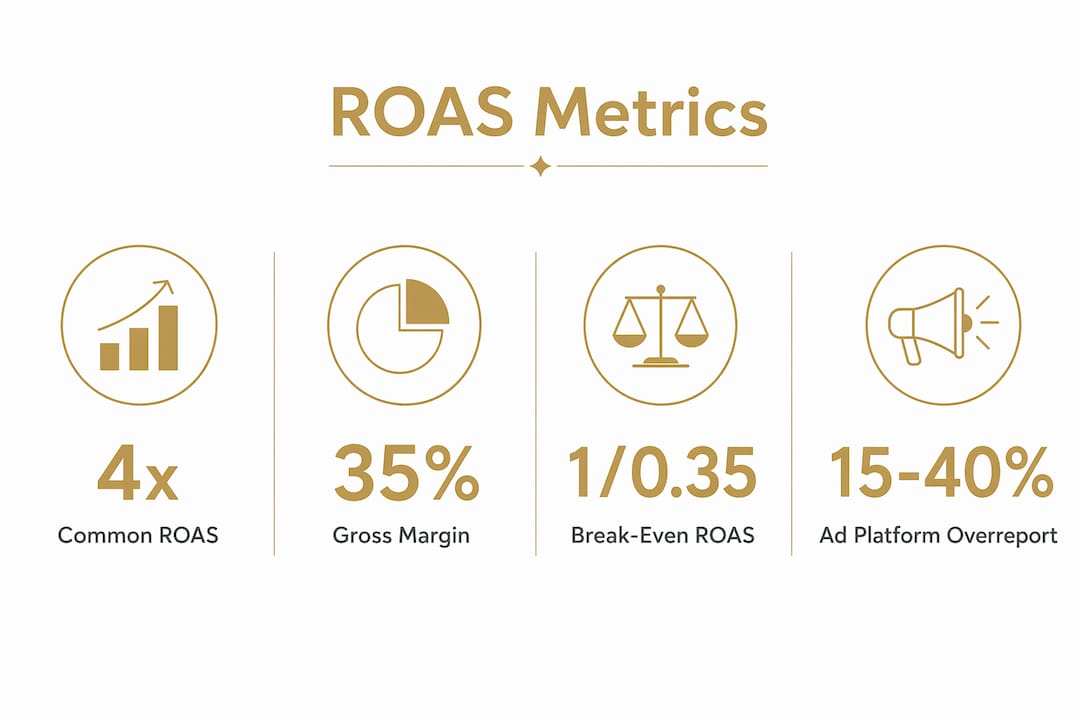 Infographic showing key ROAS metrics and figures
