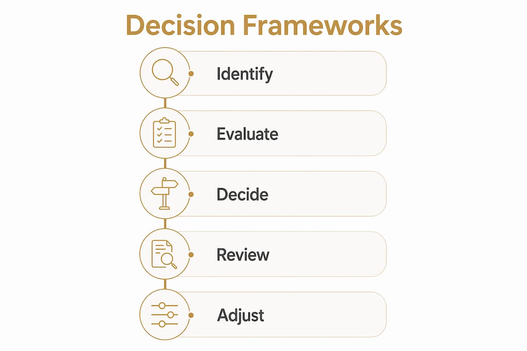 Infographic showing five-step decision-making framework