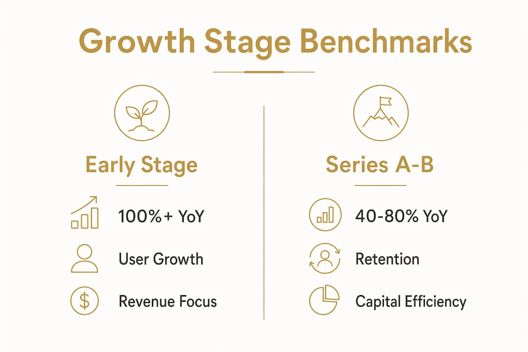 Infographic comparing growth benchmarks for early and later stages