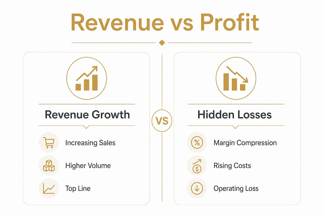 Infographic comparing revenue growth and hidden losses
