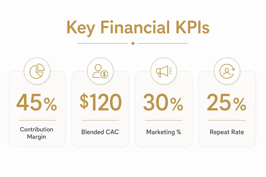 Infographic showing key financial KPIs and values