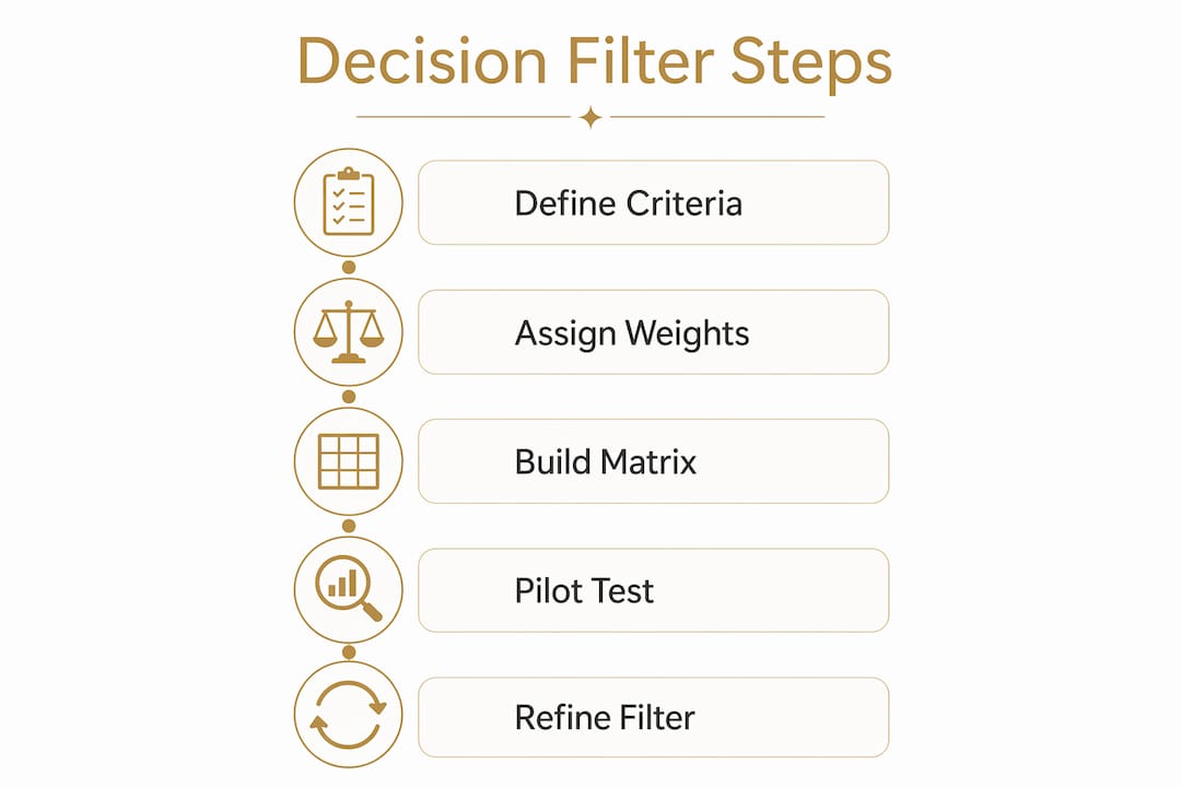 Infographic showing steps to set decision filter criteria